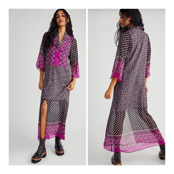 NWT Free People Anna  Sui floral lattice maxi dress size M 
MSRP $691 - Picture 1 of 14